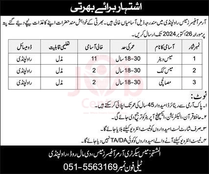 Pak Army Civilian Jobs 2024