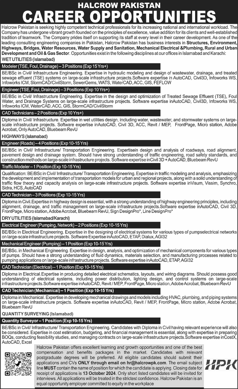 Halcrow Pakistan Jobs 2024 october