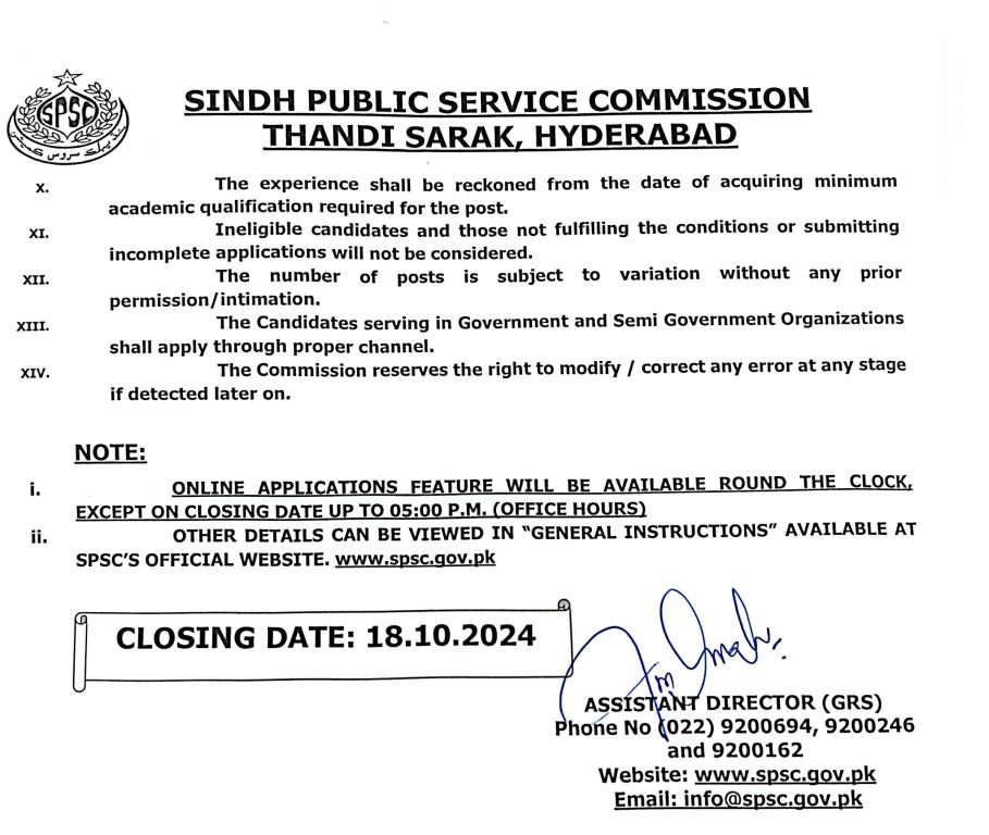 Sindh Public Service Commission SPSC Jobs 2024