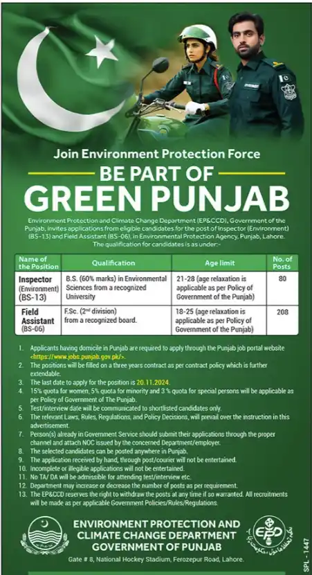 Punjab Environment Protection Jobs 2024